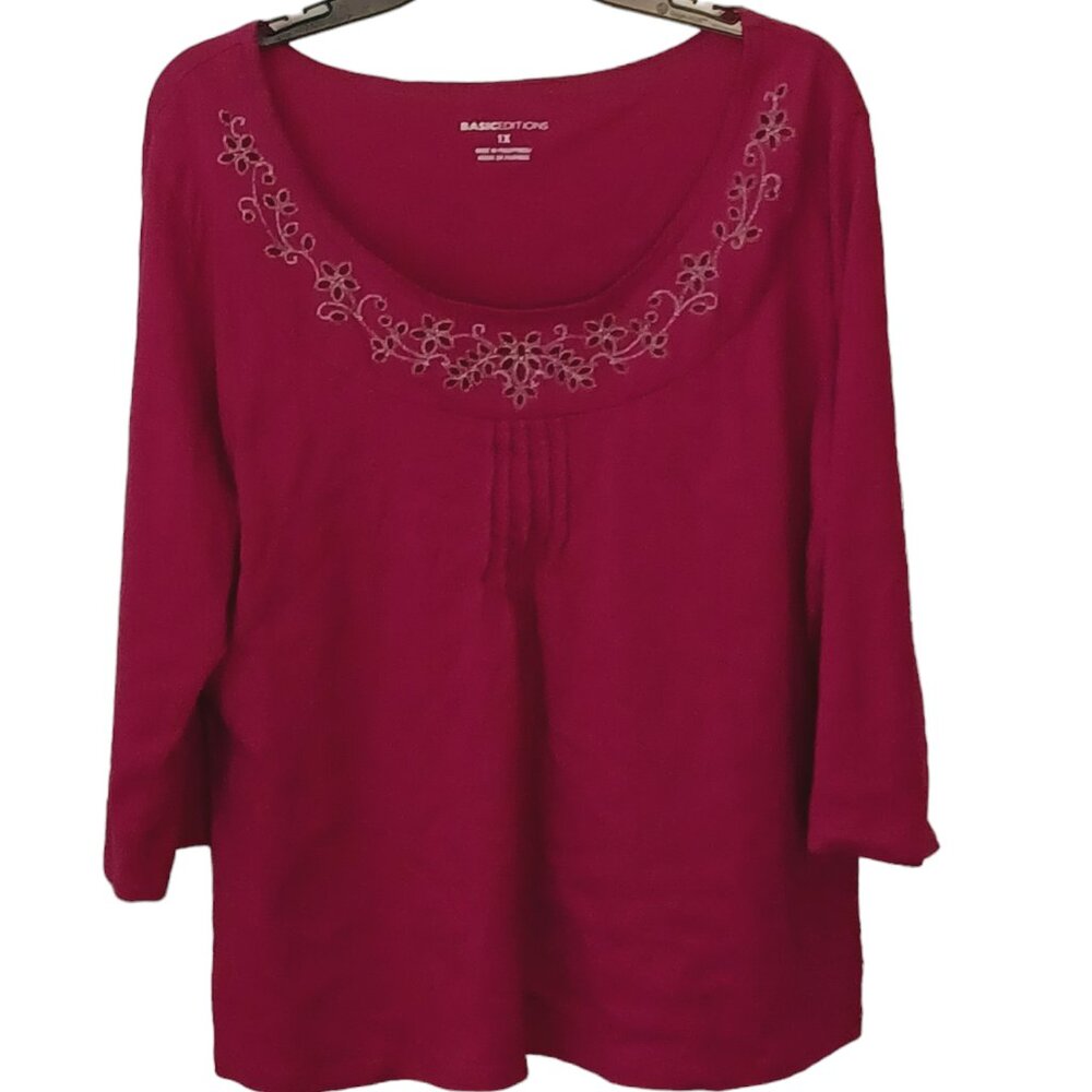 Basic Editions Pink Top Size 1X